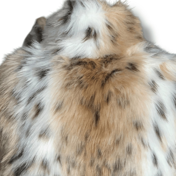 Express Faux Fur Leopard Print Capelet Burgundy Satin Lining Brooch Enclosure - Picture 8 of 13